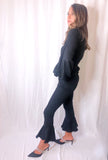 Hit The Town Ruffle Hem Jeans in Black