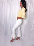 Hit The Town Ruffle Hem Jeans in White