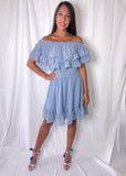 Misty Blue Off The Shoulder Dress
