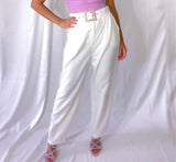 Pearl Belted White Trousers