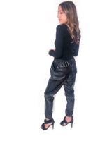 Black Faux Leather Joggers