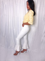 Hit The Town Ruffle Hem Jeans in White