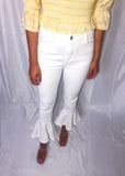 Hit The Town Ruffle Hem Jeans in White