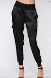 Black Satin Joggers