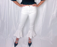 Hit The Town Ruffle Hem Jeans in White