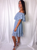 Misty Blue Off The Shoulder Dress