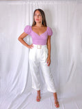 Pearl Belted White Trousers